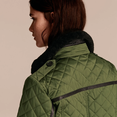 NWT Burberry Ashurst Quilted Jacket With Shearling Collar & Leather Trim S - Picture 4 of 13
