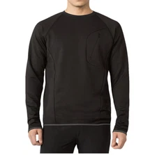 MPG Legend Brushed Fleece Henley Long Sleeve Shirt, Black, S, Small