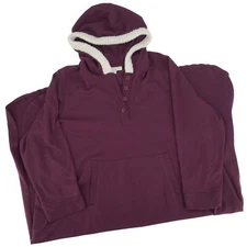 Dreams & Co. Burgundy Hooded Lounge Midi Dress Size 1X 22/24 Faux Fur Trim Cozy