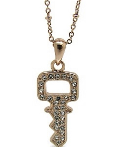 Key Necklace Pendant Unisex Shape Rose Gold Jewellery by Viennois RRP£35