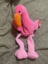 TY 1993 Vintage Teenie Beanie Babies Flamingo "Pinky" Plush Original Tags