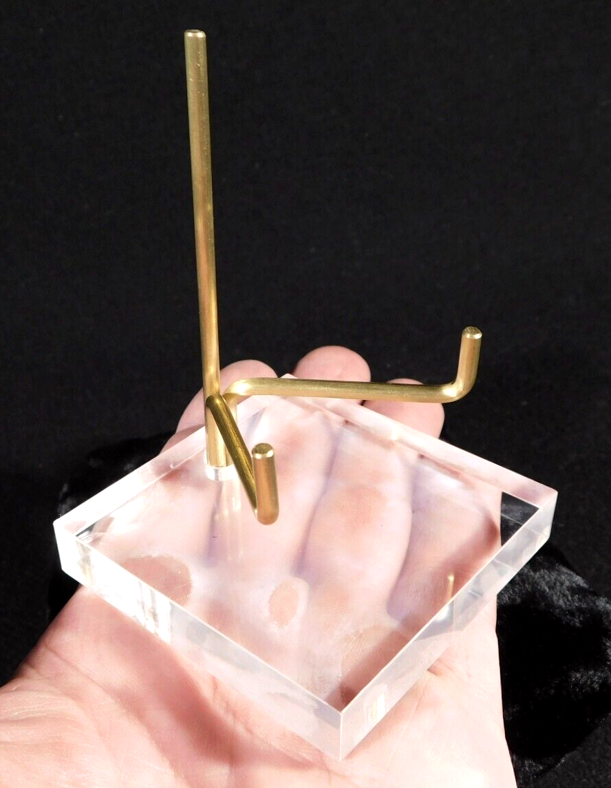 Brass Easel Stand with Adjustable Clear Acrylic Base Medium Size