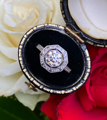 Art Deco Diamant Solitär Verlobungsring 1,25ct Platin