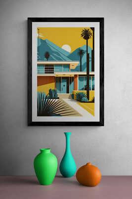 1960s Mid Century Modern Atomic Age Art Print nps1 | eBay