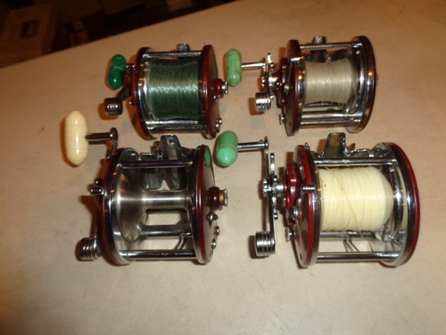 4 Penn 309 Levelwind Fishing Reels, Burgundy Side Plate, Black,, RH., USA - Picture 11 of 11