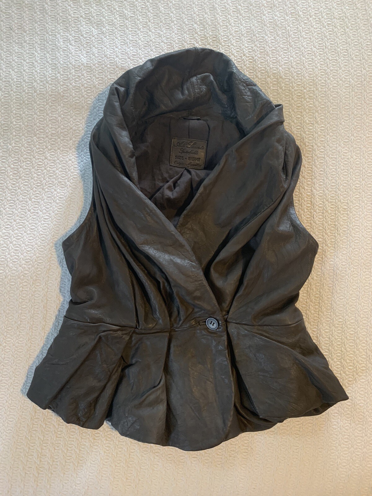 All Saints Kellva Gilet Asymmetric Leather Vest T… - image 6