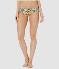  25 The Bikini Lab Women's Green Tropical Cinched Bikini Swim Bottom Size Small