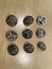 Metal Silver Finish Butterfly Buttons 9 Pieces