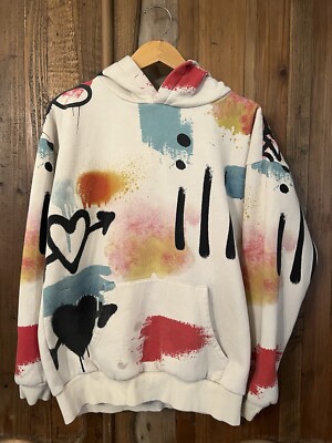 PacSun Multicolor Long Hoodie Sweatshirt Size Medium Graffiti
