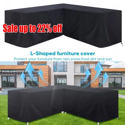 Heavy Duty L-Shape Garden Furniture Cover Outdoor Patio Rattan Corner Sofa Cover