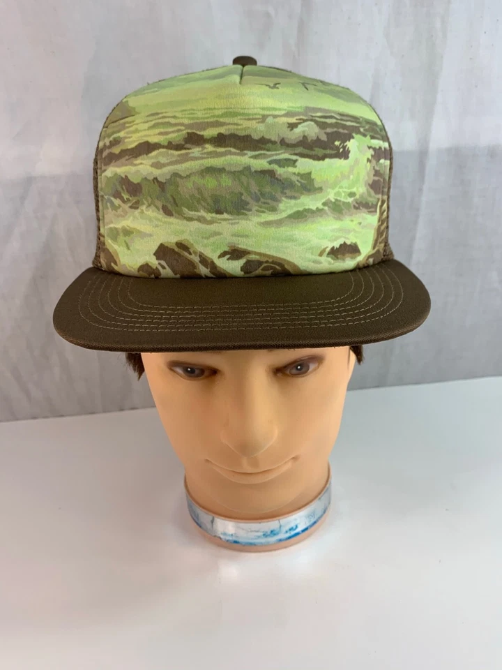 Gorra de camionero gráfica Matix ajustable, marrón, verde RARA Foto 4 de 4