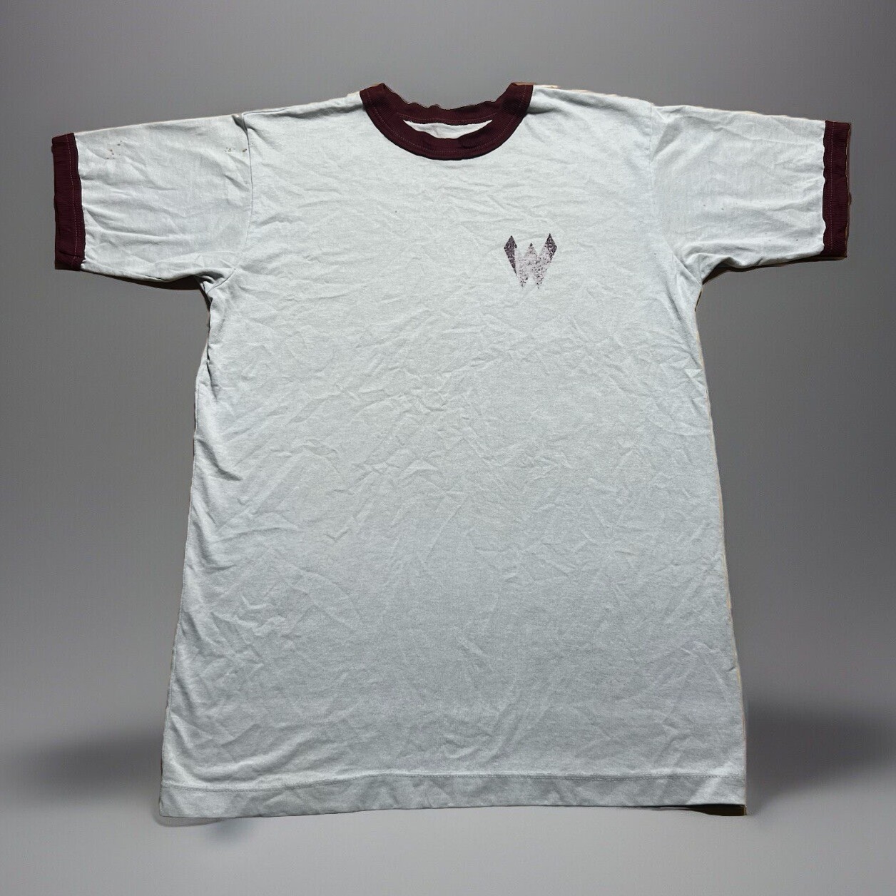 Vintage 60s 70s W Distressed Faded Ringer Tee Size M