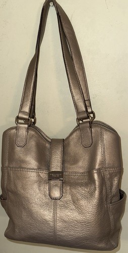TIGNANELLO Metallic Gold Soft Pebbled Leather Footed Shoulder Bag Handbag Defect