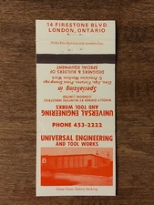 Vtg. Universal Engineering And Tool Works, London, Ontario Matchcover (V10)