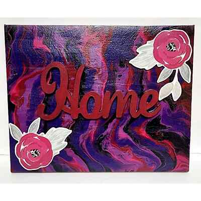 Home/Family Flower Acrylic Pour Paintings