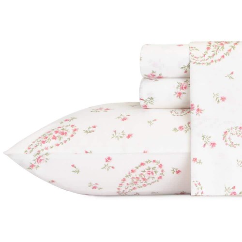 Laura Ashley Bettwäsche Set Queen 4-teilig Bristol Paisley Blumen weiche Baumwolle rosa