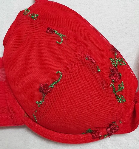 Damen Unterwäsche Set (3-teilig) - Gr.70B + 34 -H&M - Rot mit Stickerei - Bild 7 von 11