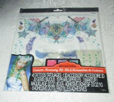 Ages 14 Mermaid Costume Accessory Kit includes Tattoos, Adhesives, Makeup, etc.