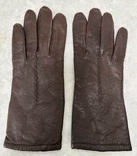  GRANDOE LADIES BROWN LEATHER WINTER GLOVES ACRYLIC KNIT LINING SIZE SMALL