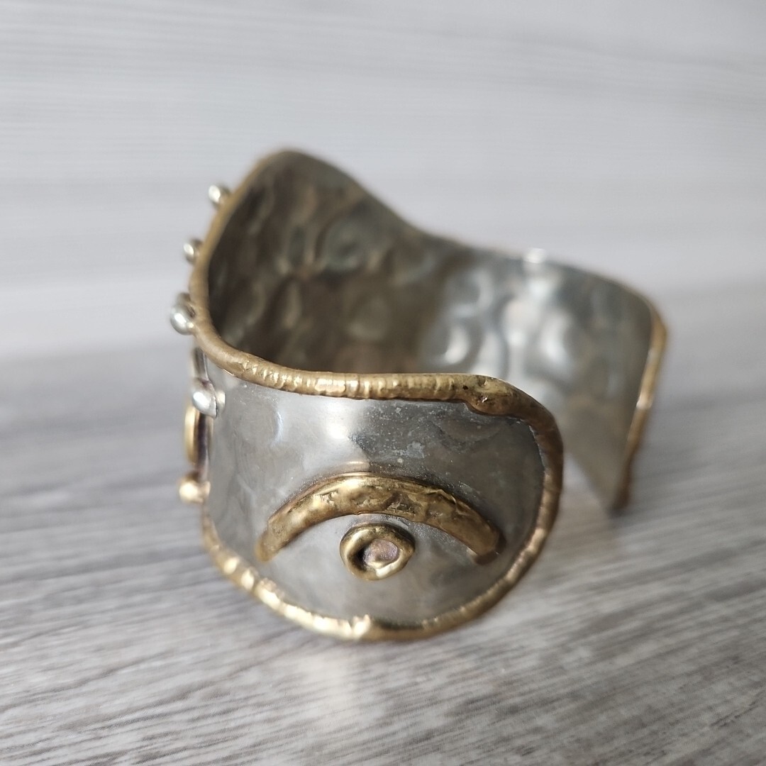 70‘s vintage bruitalist silver bangle 1971 Brutalist Sterling Silver Bracelet/bangle. Modernist