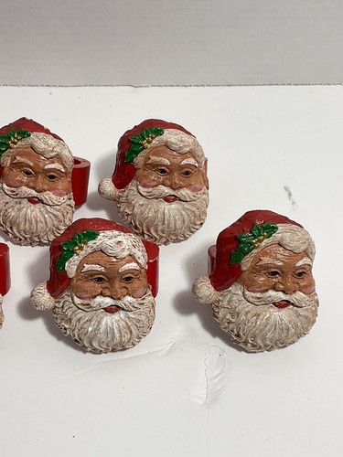 Set of 7 Vintage Wooden Santa Face Napkin Rings Made in Philippines - Picture 3 of 3