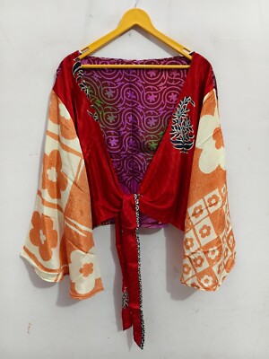 Wrap top Multi Color Hippe Top Silk Tunic Free Size Top Short Shirt Tp-150