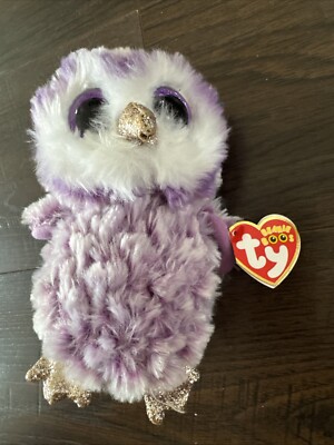 TY Beanie Boos MOONLIGHT the Purple Owl (Glitter Eyes) (6 inch) -MWMTs  Boo Toy