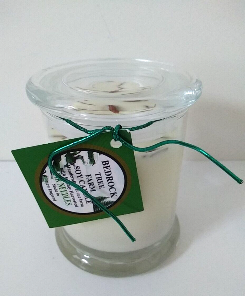 BEDROCK TREE FARM Fir Needle Natural 12oz Soy Candle Wood Wick XMAS