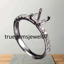 Oval Cut Semi mount 8×6mm Women Wedding Ring Setting 925 Sterling Silver Ring