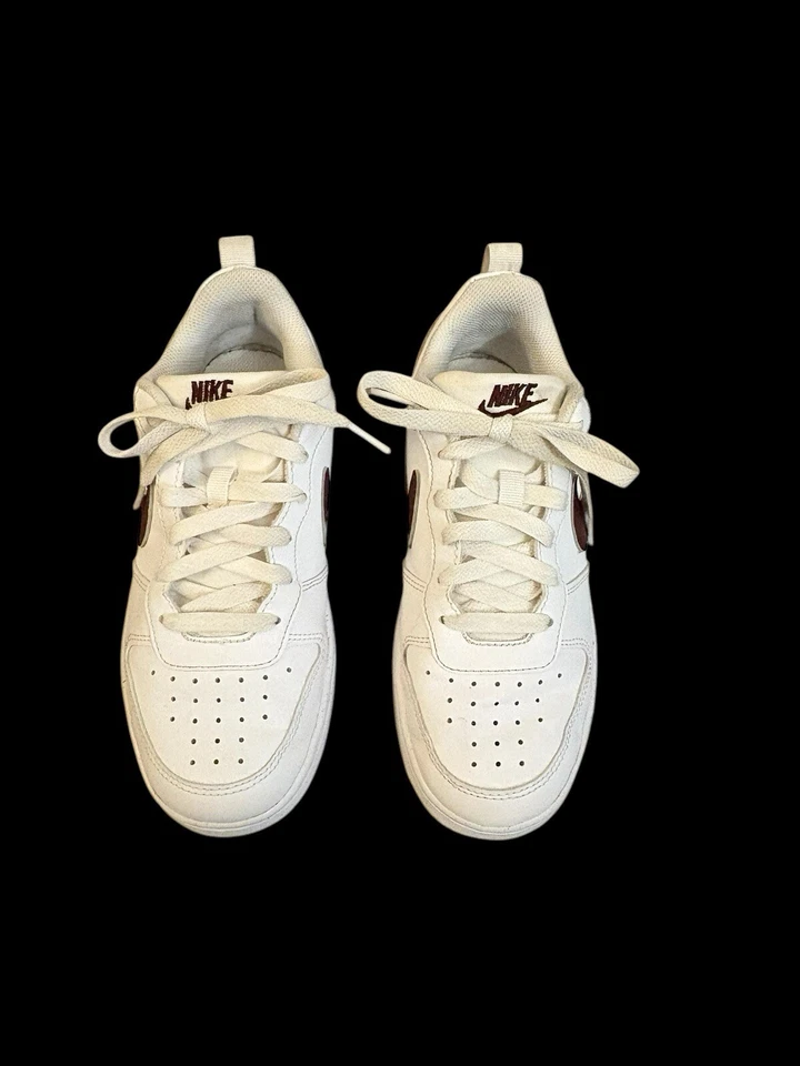 Nike Court Borough Low Recraft GS White Burgundy Crush Kids Youth Size 4Y - Image 2 of 4