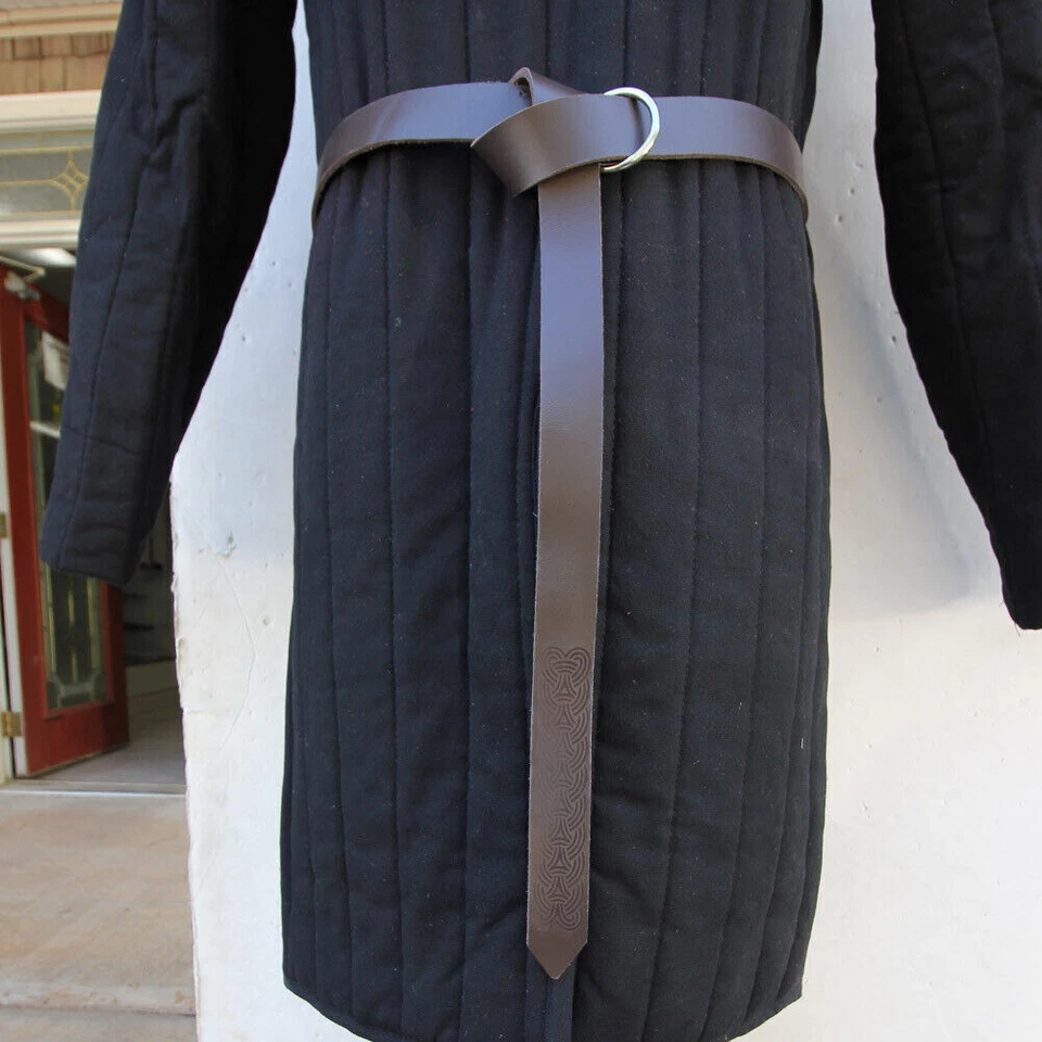 Cinturón túnica de cuero tejido vikingo medieval - Accesorio de disfraz de caballeros renacentistas Foto 2 de 4