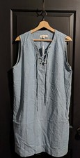 Madewell Women's Chambray Lace-Up Shift Dress F2700 Size L Damien Wash NWT