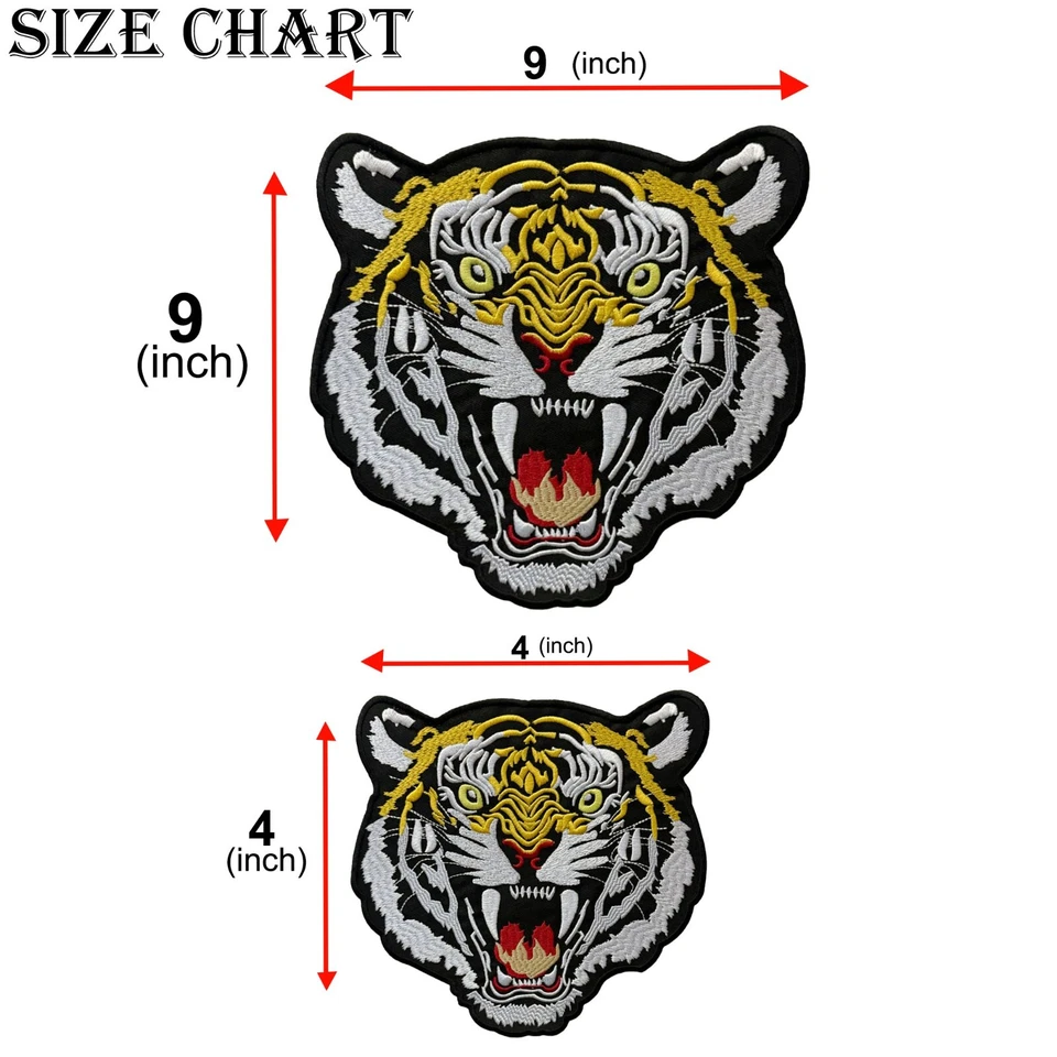 Bengal Tiger Embroidered Patches 2 Pack – Iron/Sew-On XL Jacket/Vest Appliques - Image 2 of 4