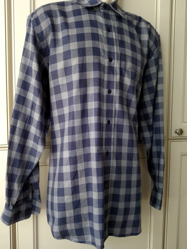 Cutter & Buck Mens Shirt Medium Blue Gray Check Freshly Dry cleaned - Image 4 of 4