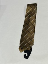 Mens Versa Gold Striped Pure Silk Tie NEW
