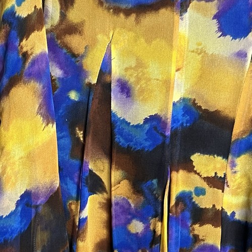 Jones New York Coll. Gored Midi Skirt Sz 12 Flared 100% Silk Chiffon Watercolor - Picture 7 of 11