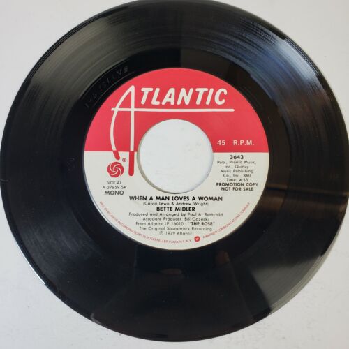 Bette Middler "When A Man Loves A Woman" Promo 45 Tested Vg+ Jukebox Mono - Afbeelding 1 van 4