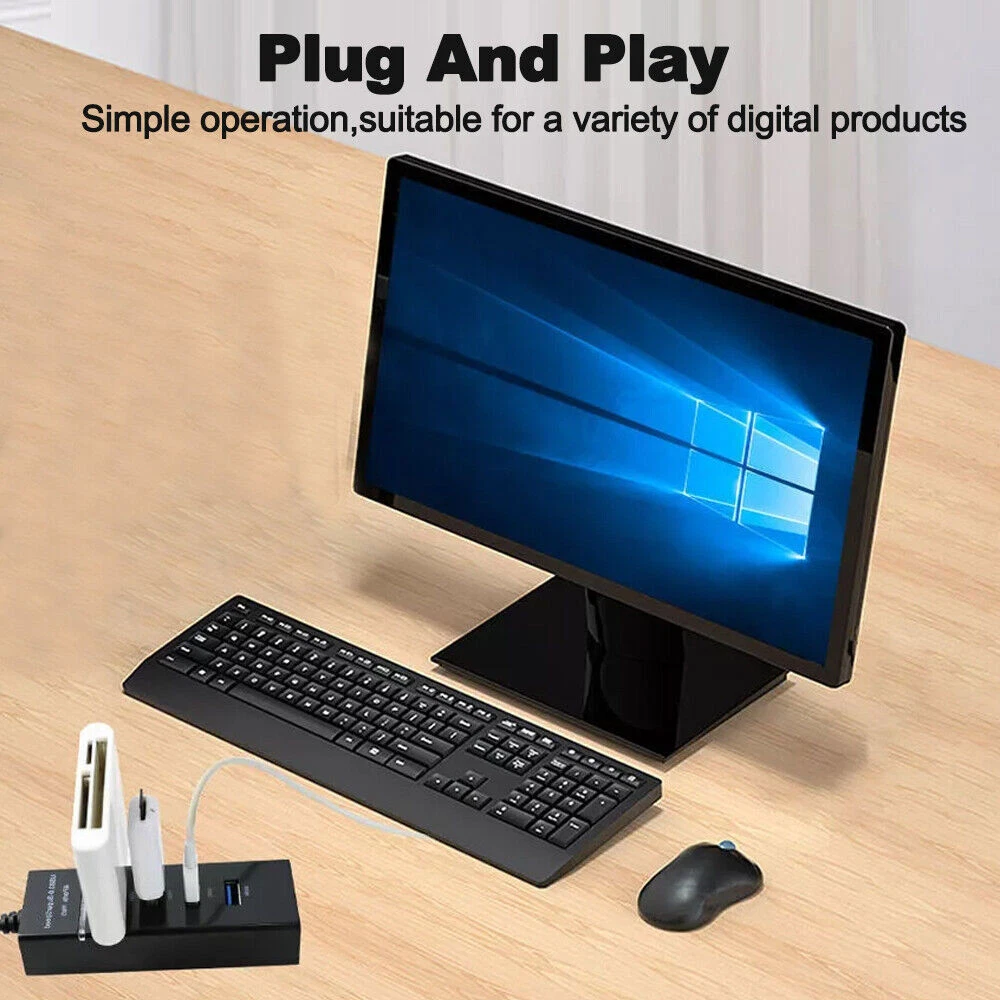 USB Hub 3.0 4 Port Splitter,4 Port High Speed USB Data Hub  For PC Mac Laptop