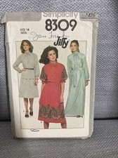 SIMPLICITY #8309-LADIES JIFFY BLOUSE SKIRT PATTERN Size 14 Uncut 1977 Free Ship