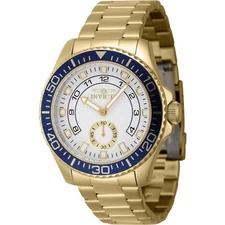 Invicta Men's Watch Pro Diver White Dial Yellow Gold Steel Bracelet Quartz 47130