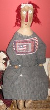 Designer Handmade Signed Primitive Patriotic Raggedy Ann Fabric Doll