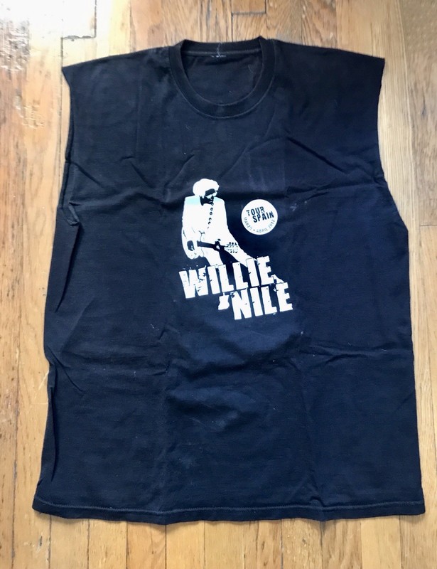 Willie Nile Tour Spain 2012 T-Shirt, Black With Decals. Muscle Shirt.