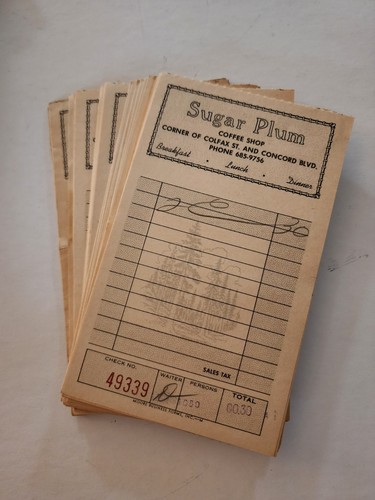 Vintage Ephemera 1960's Sugar Plum Coffee Shop Order Tags Used Abd Unused - Picture 1 of 1