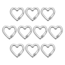 10 Pcs Heart Keychain Clip Heart Key Ring Snap Hook Clips Silver