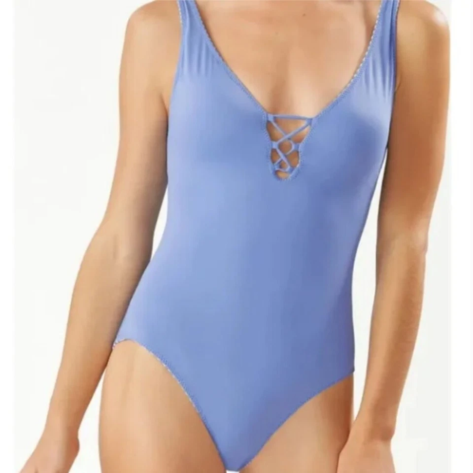 NWT Tommy Bahama Breaker Bay Reversible Lace Up Back One Piece Swimsuit Size 16 - Image 3 of 4