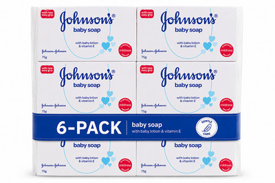Johnson's Baby Soap 75g 6-Pack with Baby Lotion & Vitamin E Gentle Care