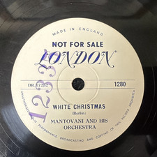 Mantovani: WHITE CHRISTMAS / ADESTE FIDELES (London 1280, 1952) 10" 78 RPM Promo
