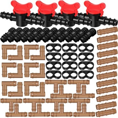 Outus 1/2 Inch Drip Irrigation Tubing Fittings Kit Including 4 Switch Valve 12