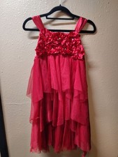 Biscotti maroon floral flared layered lined rhinestone girls dress formal party