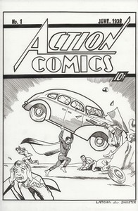 Action Comics 1 SUPERMAN Cover Recreation Original art comic OA avengers batman